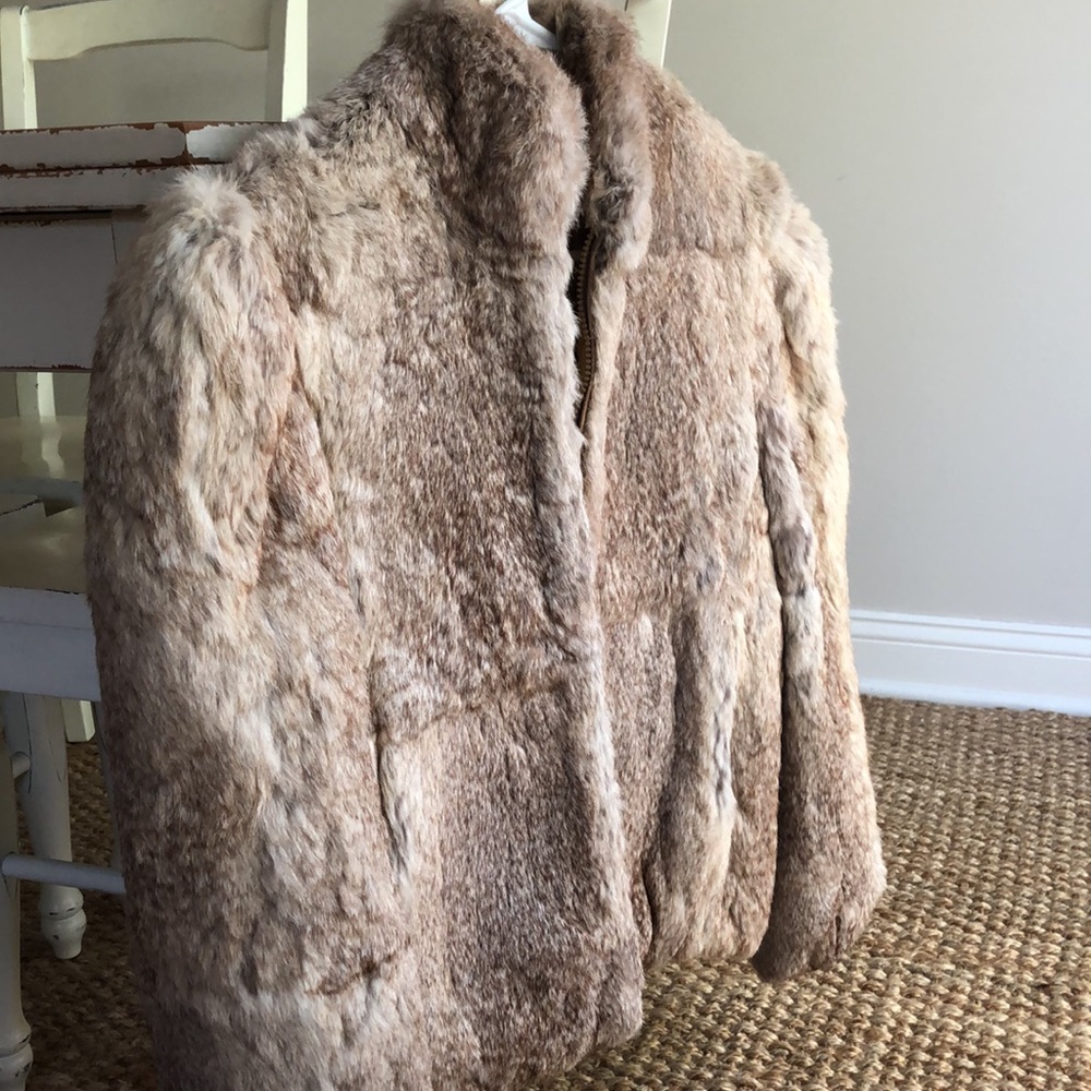 Vintage 1970s Rabbit Fur Bomber Jacket. Lined. With Slip Pockets